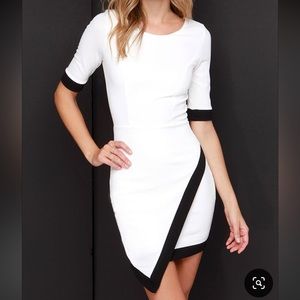 Wrap-phrodisiac Ivory Dress (with black trim) - S